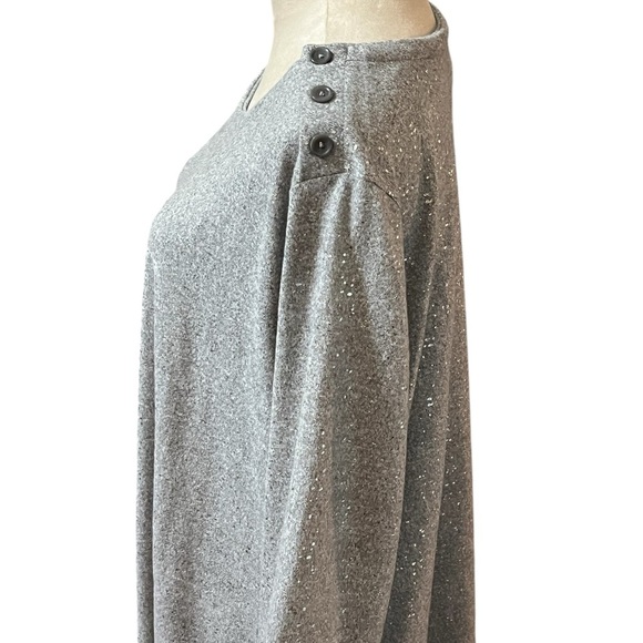 Emily Daniels Top 2X Gray with white threads , embellshed with sparkes. PIT 25” - Picture 2 of 5